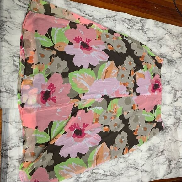 Croft & Borrow Floral Print Brown Pink Skirt Knee Length Size 16 - Picture 5 of 6
